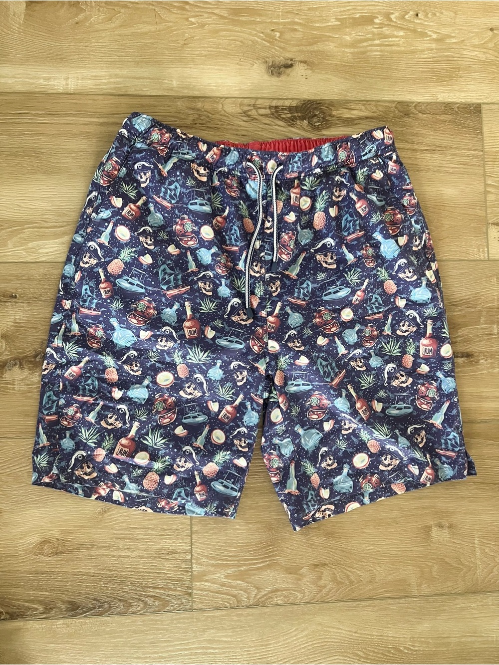 PETER MILLAR Seaside Drunken Pirate Print Swim Trunks
